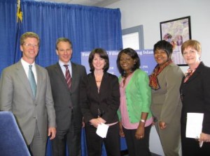 The Center's Executive Director Christie Peale (third from left) at the June 2012 announcement of HOPP with Secretary of Housing and Urban Development Shaun Donovan and Attorney General Eric Schneiderman.