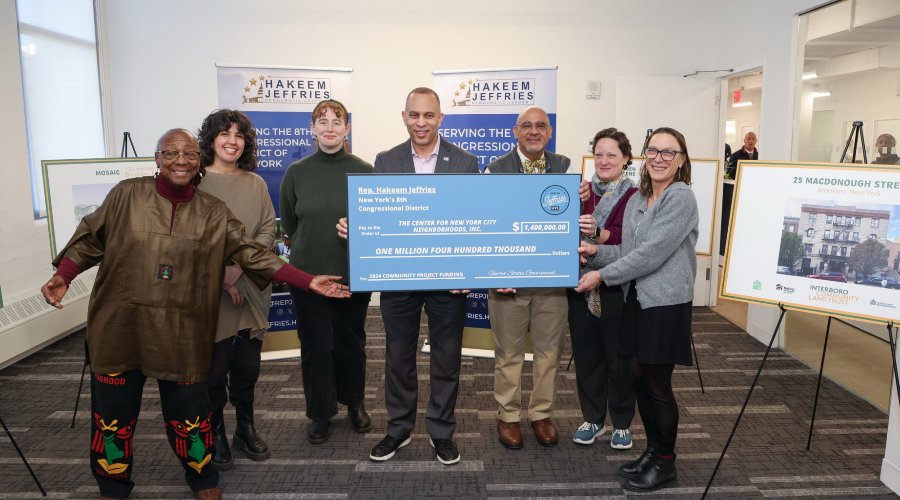 representative hakeem jeffries presents $1.4 million check to Interboro CLT