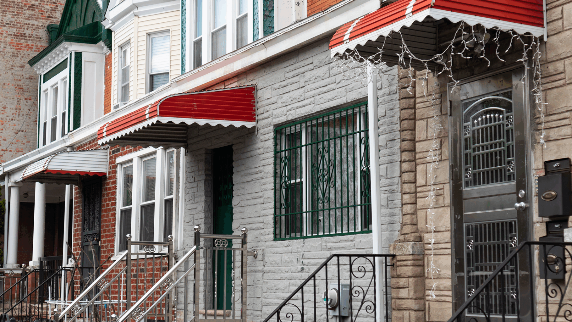 Small homes in Midwood, Brooklyn. Image is used for the Center for NYC Neighborhoods's blog post regarding the NYC lien sale.